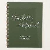 Elegante Signature Script Olive Green Wedding Planer (Vorderseite)