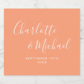 Elegante Signature Script Peach Hochzeit Bierflaschenetikett (Einzelnes Label)