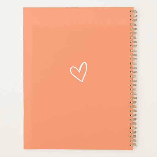 Elegante Signature Script Peach Hochzeit Planer (Rückseite)