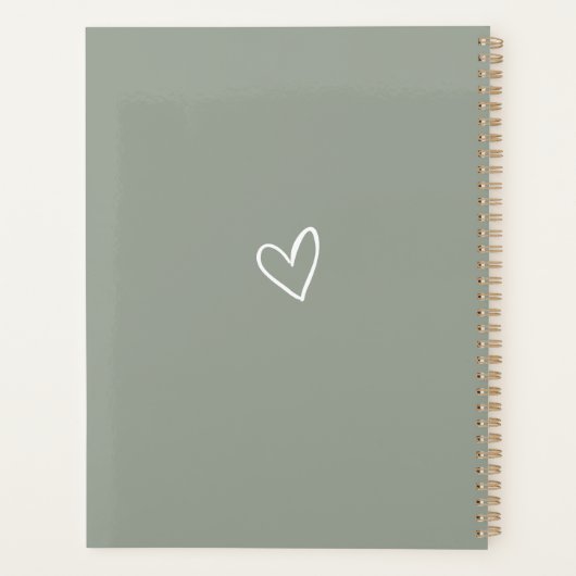 Elegante Signature Script Sage Green Wedding Planer (Rückseite)