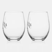 Elegante Signature Script Wedding Monogram Brillen Weinglas Ohne Stiel (Links)