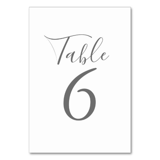 Elegante Signature WeddingTable Numbers Tischnummer (Vorderseite)