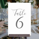 Elegante Signature WeddingTable Numbers Tischnummer<br><div class="desc">Diese eleganten grauen und weißen Tischnummern können in schicken grauen Schriftzeichen personalisiert werden. Entwickelt von Thisisnotme©</div>