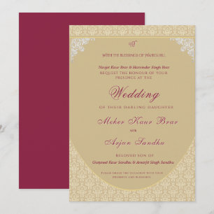 Elegante Sikh-Hochzeit Punjabi-Hochzeit Einladung