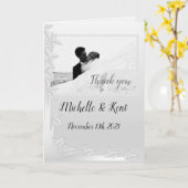 Elegante Silber-Blätter geklappt Dankeschön-Karte Karte (Gelbe Blume)