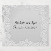 Elegante Silber-Blätter Hochzeit-Food-Beverage-Lab Schaumweinetikett (Einzelnes Label)