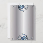Elegante Silber-Blau-Hochzeitseinladung Einladung (Rückseite)