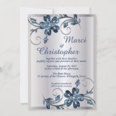 Elegante Silber-Blau-Hochzeitseinladung Einladung (Vorderseite)