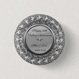 Elegante Silber-Diamantene 50. Hochzeitstag Button