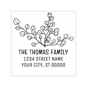 Elegante Silber-Dollar-Eukalyptus-Name-Adresse Permastempel