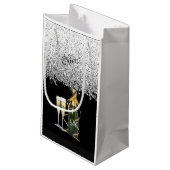 Elegante Silber Flasche und Gläser Kleine Geschenk Geschenktüte (Rückseite Schrägansicht)