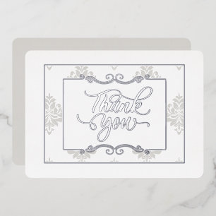 Elegante Silber Flat Dankeschön Karte - Real Foil