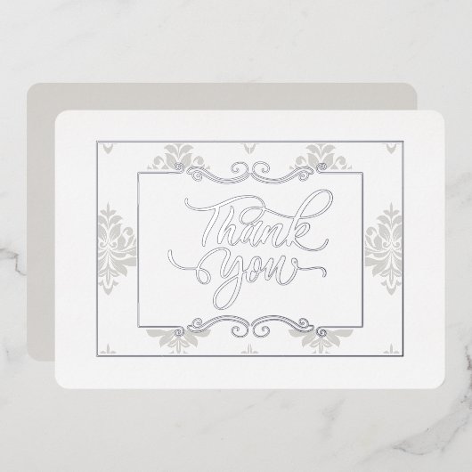 Elegante Silber Flat Dankeschön Karte - Real Foil (Vorderseite/Rückseite)