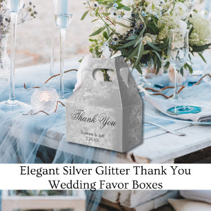 Elegante Silber-Glitter Dankeschön-Hochzeit Geschenkschachtel