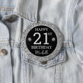 Elegante Silber Glitter Diamanten Geburtstag Button (Beispiel)