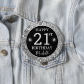 Elegante Silber Glitter Diamanten Geburtstag Button (Beispiel)