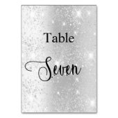 Elegante Silber-Glitzer-Kalligrafiestabelle sieben Tischnummer (Rückseite)