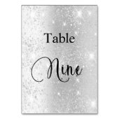 Elegante Silber-Glitzer-Kalligraphie-Tabelle 9 Tischnummer (Rückseite)
