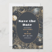 Elegante Silber-Gold-Himmelhochzeit Save The Date (Vorderseite)