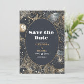 Elegante Silber-Gold-Himmelhochzeit Save The Date (Stehend Vorderseite)