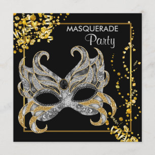 Elegante Silber-Gold-Masquerade-Party Einladung