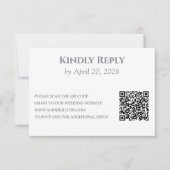 Elegante Silber-Grau-Hochzeit mit QR-Code RSVP Karte (Vorderseite)