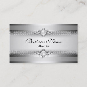 Elegante Silber-Grau-Weiß gestreifte Perlenkette Visitenkarte
