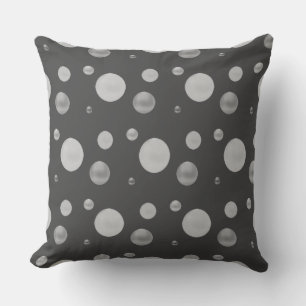 Elegante Silber-Grey Polka-Punkte Kissen