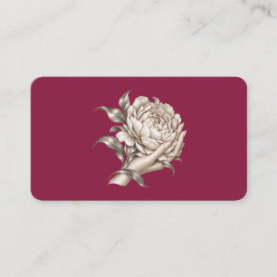 Elegante Silber-Pfingstrose Florist Visitenkarte