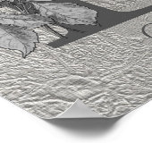 Elegante Silber-Pfingstrose mit Monogramm Anfangsb Poster (Ecke)