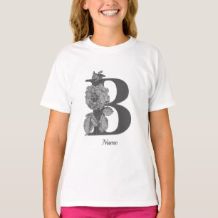 Elegante Silber-Pfingstrose mit Monogramm Anfangsb T-Shirt