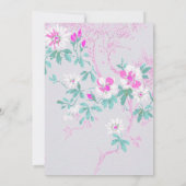 ELEGANTE SILBER PINK AQUA UND WEISSE BLUME EINLADUNG (Rückseite)