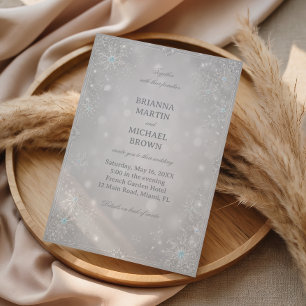 Elegante Silber-Schneeflocke Winterpracht Einladung
