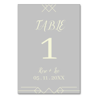 Elegante Silber- und Elfenbein-Hochzeitstischnumme Tischnummer