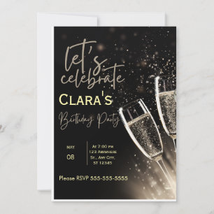 Elegante Silber- und Gold-Geburtstagseinladung Einladung
