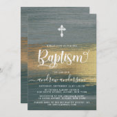 Elegante Silber- und Goldjungen-Taufe Einladung (Vorne/Hinten)