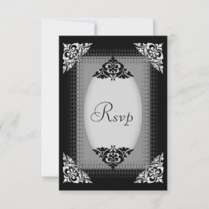 Elegante Silber- und Schwarz-RSVP RSVP Karte
