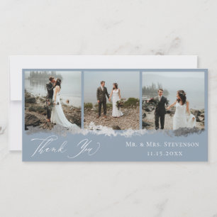 Elegante Silberader Hochzeitsfoto Danke