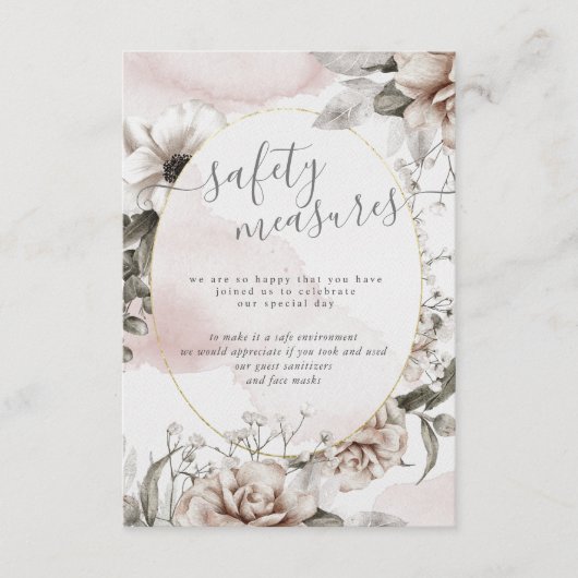 elegante silberblaue Blütenschutzmaßnahmen Begleitkarte (Vorderseite)