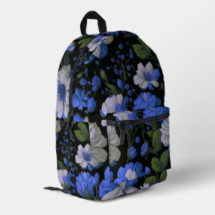 Elegante silberblaue, elegante Retrofloralen Bedruckter Rucksack
