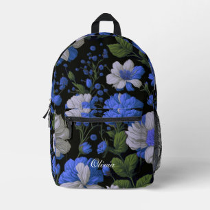Elegante silberblaue, elegante Retrofloralen Bedruckter Rucksack