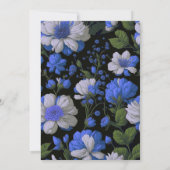 Elegante silberblaue, elegante Retrofloralen Einladung (Rückseite)