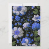 Elegante silberblaue, elegante Retrofloralen Einladung (Rückseite)