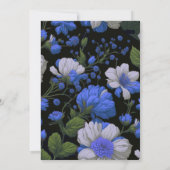 Elegante silberblaue, elegante Retrofloralen Einladung (Rückseite)