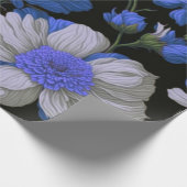 Elegante silberblaue, elegante Retrofloralen Geschenkpapier (Ecke)