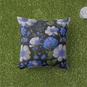 Elegante silberblaue, elegante Retrofloralen Kissen