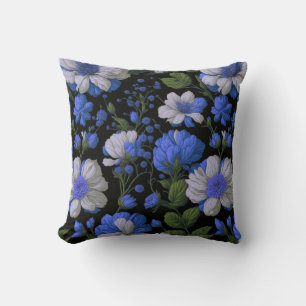 Elegante silberblaue, elegante Retrofloralen Kissen