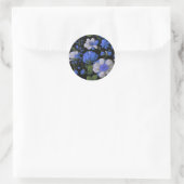 Elegante silberblaue, elegante Retrofloralen Runder Aufkleber (Tasche)