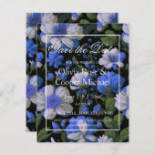 Elegante silberblaue, elegante Retrofloralen Save The Date (Vorne/Hinten)