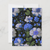Elegante silberblaue, elegante Retrofloralen Save The Date (Rückseite)